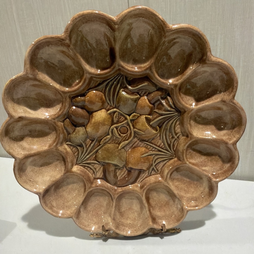 Vtg 1970's Arnels Mushroom Deviled Egg Platter 10.5"